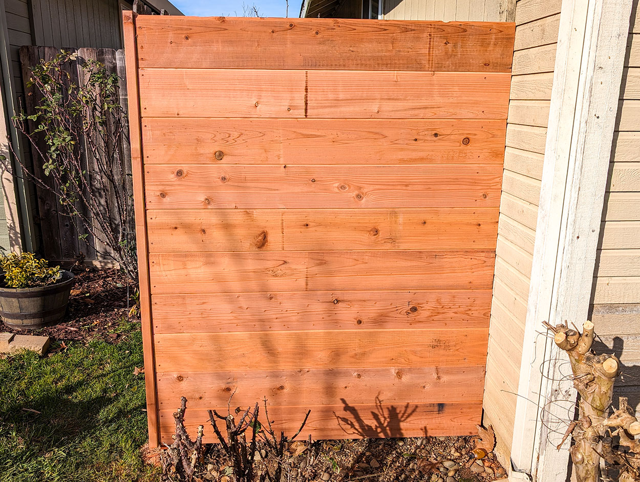 Redwood T&G Heart Fencing shown horizontally.